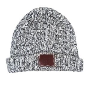 Love Your Melon Black and Off-White Knit Speckled Cuffed Beanie